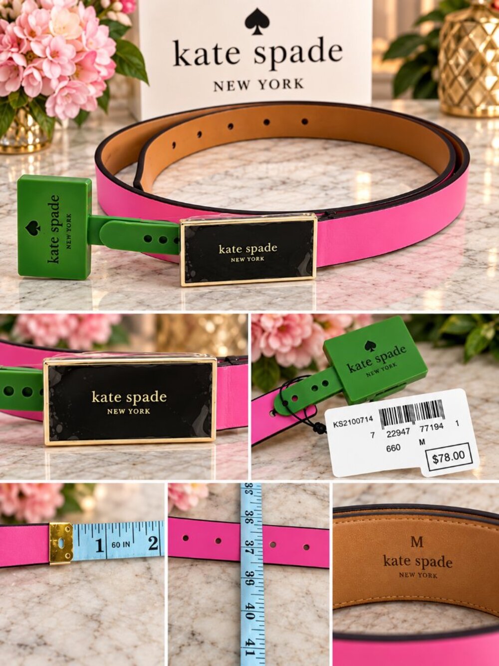 kate spade Pink Leather Belt with Buckle